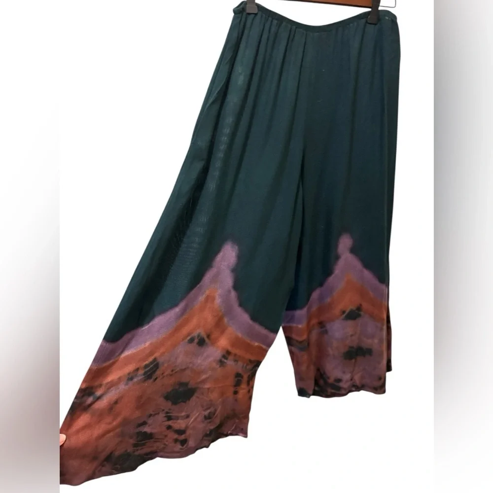 VTG Carole Dolighan Art 2 Wear Artsy 2PC Set L Dolman V Neck Tunic Wide Leg Pant
